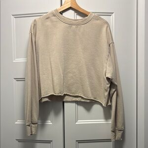 Garage Cream Boxy Cropped Sweatshirt